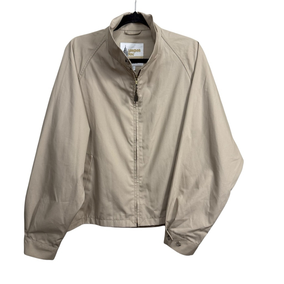 Vintage 80s 90s London Fog Lightweight Harrington Jacket Beige Size 44 Regular - Picture 1 of 11